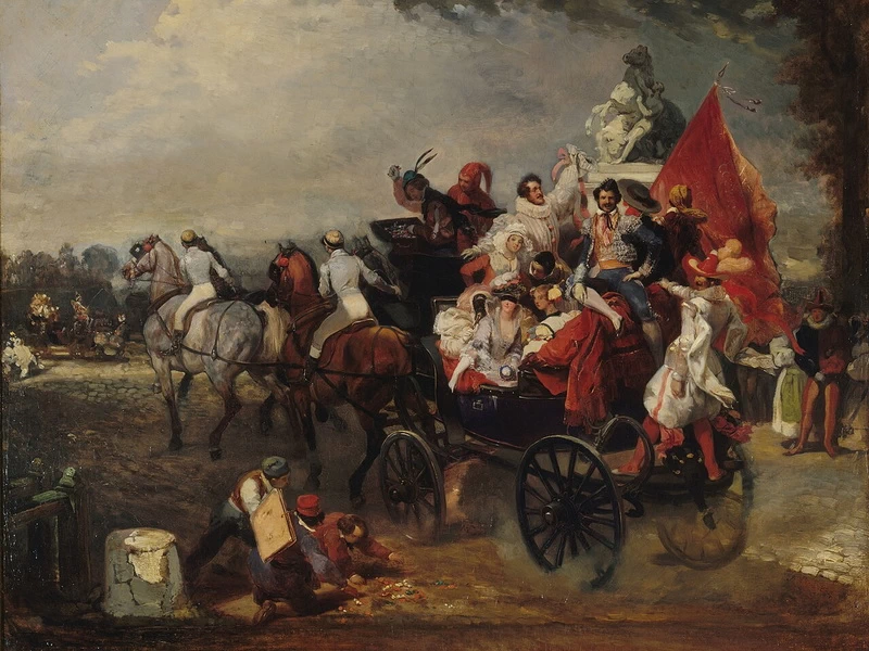 1800-Eugène Lami - Scena di carnevale, Place de la Concorde - Museo Carnavalet, Montpellier
